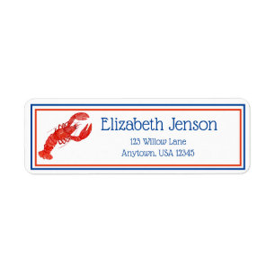 Etiqueta Lobster rojo - Dirección de retorno azul rojo
