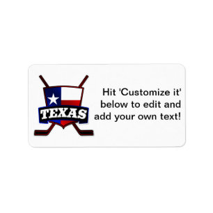 Etiqueta Logo de la Bandera de Hockey de Texas