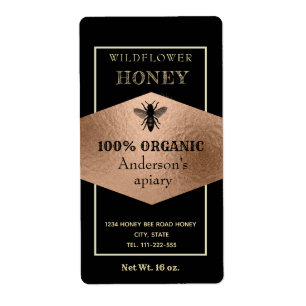 Etiqueta Logo de oro rústico vintage reina abeja miel