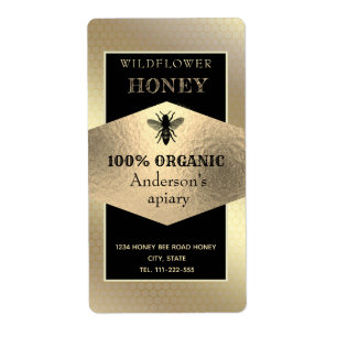 Etiqueta Logo de oro rústico vintage reina abeja tarro de m