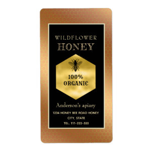 Etiqueta Logo de oro rústico vintage reina abeja tarro de m