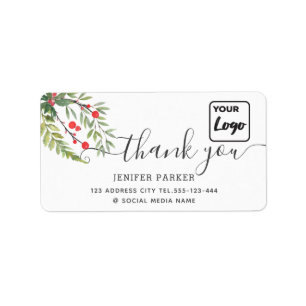 Etiqueta Logo del personalizado botánico navideño, gracias