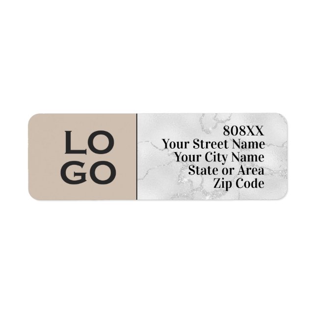 Etiqueta Logo del personalizado en Beige y Mármol (Frente)
