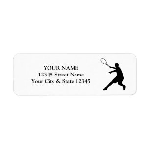 Etiqueta logo deportivo de la silueta del jugador de tenis