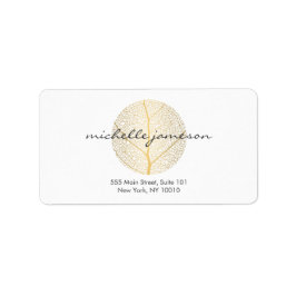 Etiqueta Logo elegante de la hoja de oro en blanco