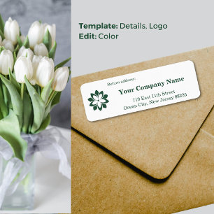 Etiqueta Logotipo de florista blanco personalizado y direcc
