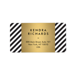 Etiqueta Logotipo de nombre de oro del patrón negro y blanc