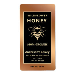 Etiqueta Logotipo de oro elegante moderno abeja de miel tar