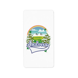 Etiqueta logotipo de viaje retro de Andorra