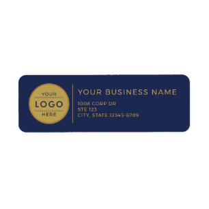 Etiqueta Logotipo empresarial moderno azul marino y dorado