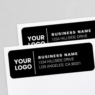 Etiqueta Logotipo moderno de empresa negro y blanco direcci