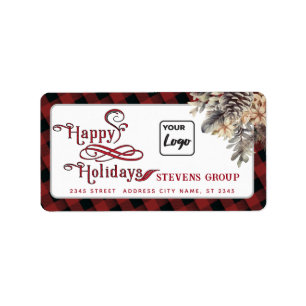 Etiqueta Logotipo moderno Felices vacaciones Cono de pino f