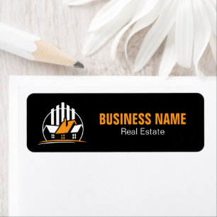 Etiqueta Logotipo Profesional de Bienes Raíces Naranja Blan