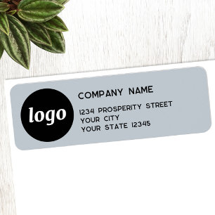 Etiqueta Logotipo simple Powder Blue Company Return Address