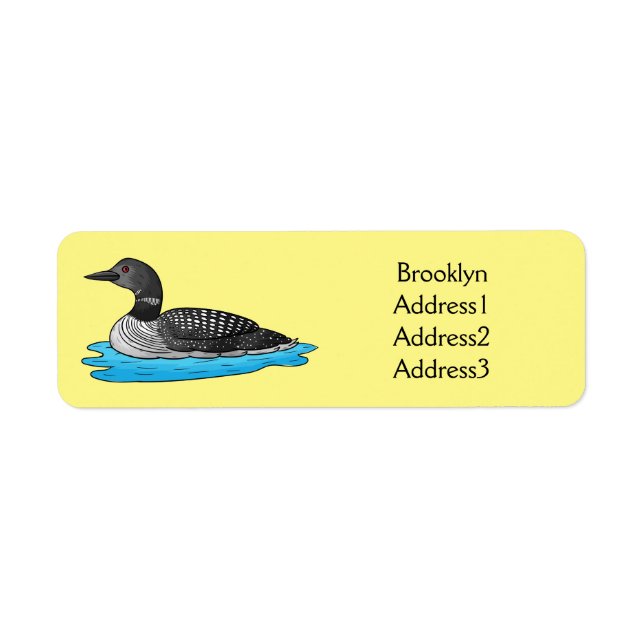 Etiqueta Loon bird cartoon illustration (Frente)