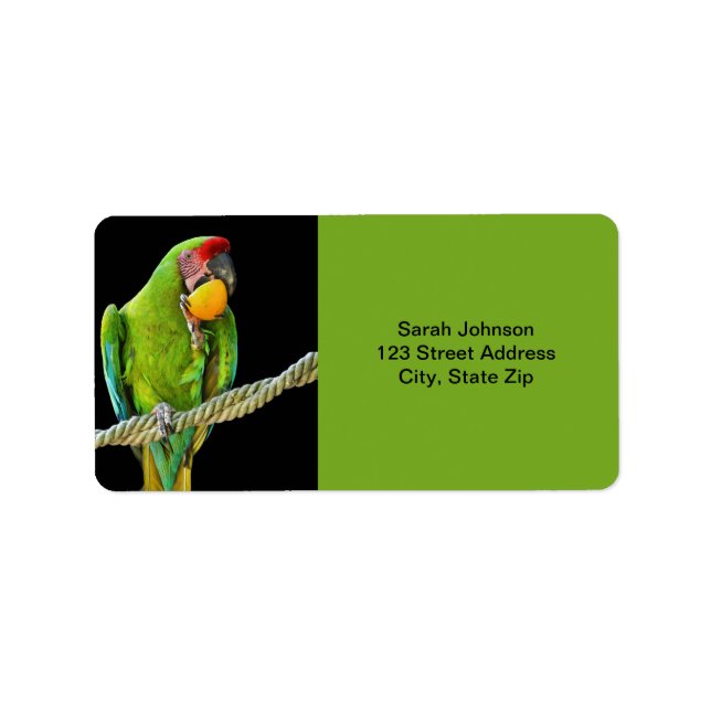 Etiqueta Loro Verde Ara Militaris (Frente)