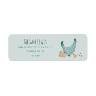 Etiqueta Los chicos cute Blue Farm Chicken Baby Shower