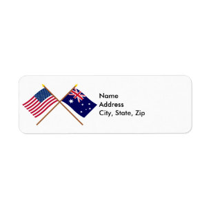 Etiqueta Los E.E.U.U. y banderas cruzadas Australia