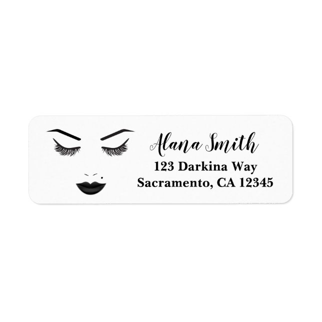 Etiqueta Los labios negros maquillan cara cejas tiñen de be (Frente)