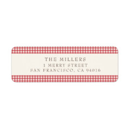 Etiqueta Los Navidades de Red Vintage Gingham se dirigen a 