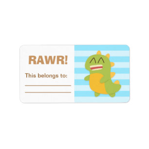 Etiqueta Los niños de Cute Green y Dino Amarillo personaliz
