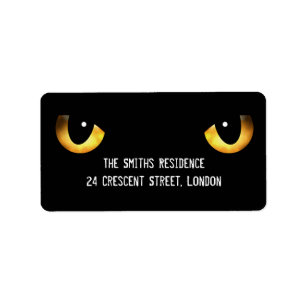 Etiqueta Los ojos de un gato asustado de Halloween