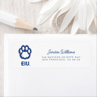 Etiqueta Los Panthers de Illinois Oriental Paw Print y EIU