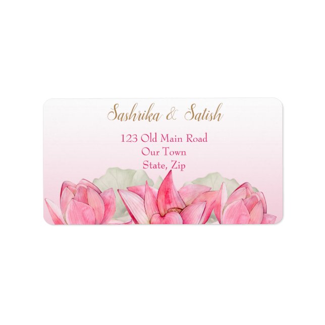 Etiqueta Loto rosa boda indio (Frente)
