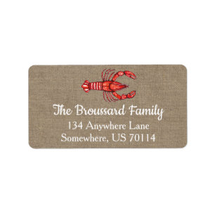 Etiqueta Louisiana Cajun Crawfish & Faux Burlap