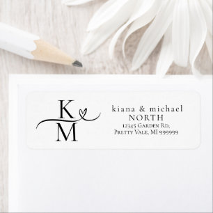 Etiqueta Love Calligraphy Initials Swash Black ID940