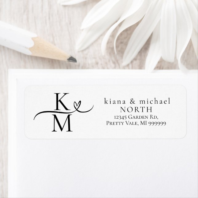 Etiqueta Love Calligraphy Initials Swash Black ID940 (In situ)