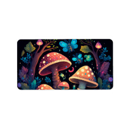 Etiqueta Lovely cute elves play under mushrooms    