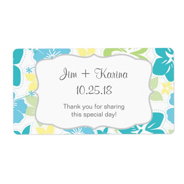 Etiqueta Luau Hawaiian Water Bottle favor - ¡personalizar! (Frente)