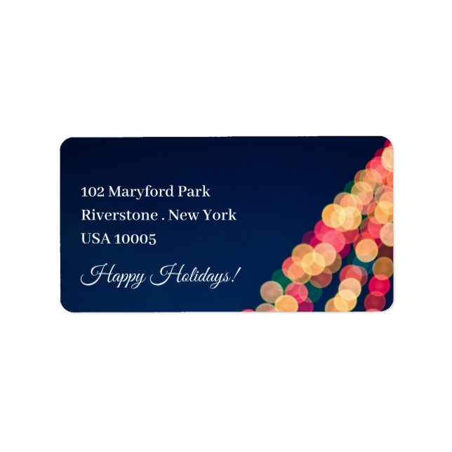 Etiqueta Luces de árbol de bokeh, Navidades (Frente)