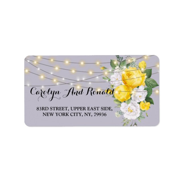 Etiqueta Luces rusas floral amarilla (Frente)