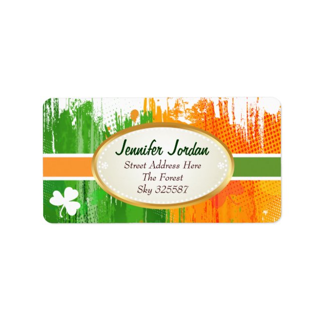 Etiqueta Lucky Clover and Ink Background (Frente)