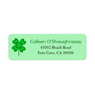 Etiqueta Lucky Four Leaf Clover St. Patrick's Day Shamrock