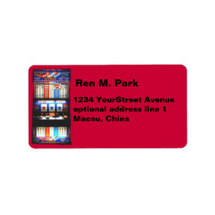 Etiqueta Lucky Red Gambler Slot Machine
