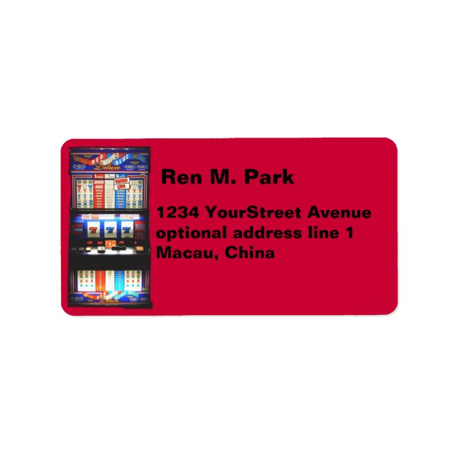 Etiqueta Lucky Red Gambler Slot Machine (Frente)