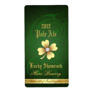 Etiqueta Lucky Shamrock Elegant Gold Beer Label