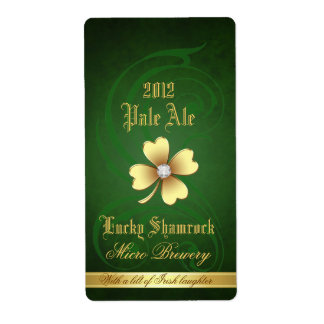 Etiqueta Lucky Shamrock Elegant Gold Beer Label