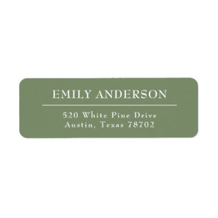 Etiqueta Lujo Elegante Sage Green White Return Address