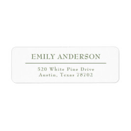 Etiqueta Lujo Elegante Sage Green White Return Address 4