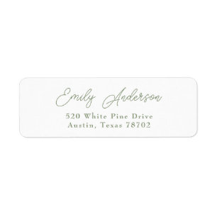 Etiqueta Lujo Elegante Sage Green White Return Address 4