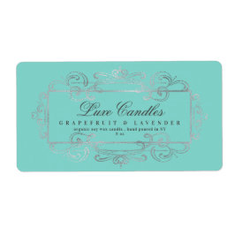 Etiqueta Lujoso Relieve metalizado plateado Elegante Swirls