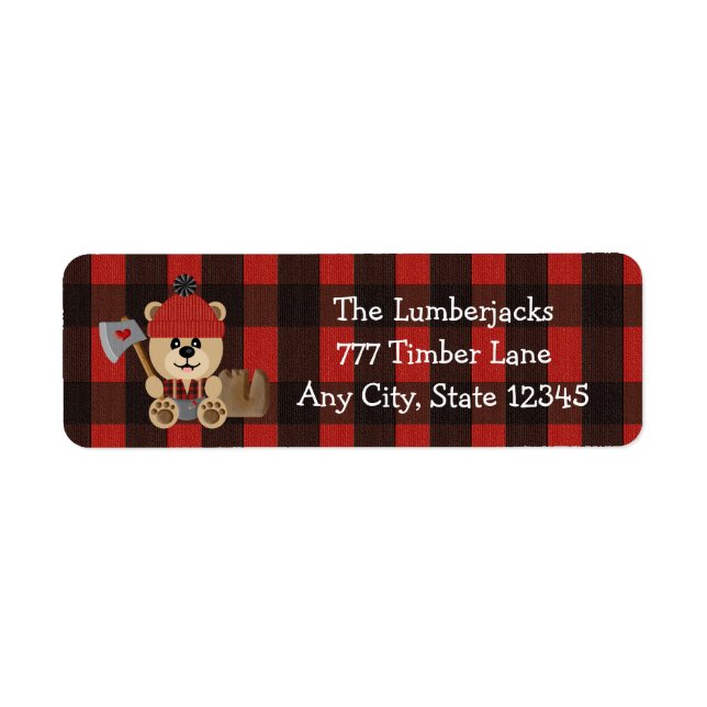 Etiqueta Lumberjack Bear Wilderness Tema Baby Shower (Frente)