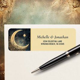 Etiqueta Luna de época, Sol, Estrellas Dirección Boda Celes