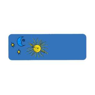Etiqueta Luna durmiente y sol sonriente