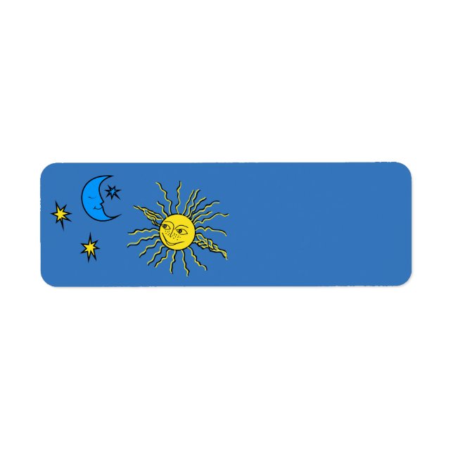 Etiqueta Luna durmiente y sol sonriente (Frente)