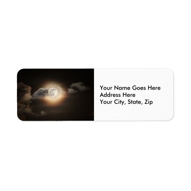 Etiqueta Luna llena en la noche nublada (Frente)